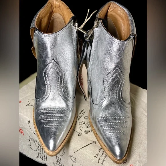 A.S.98 Metallic Silver BRODERICK Women’s Leather Booties • Size 7 • New in Box - Picture 3 of 6